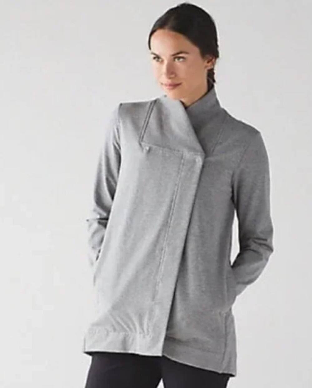 Lululemon Athletic Belle Wrap Heathered Gray Jacket Size 6 Cotton Terry